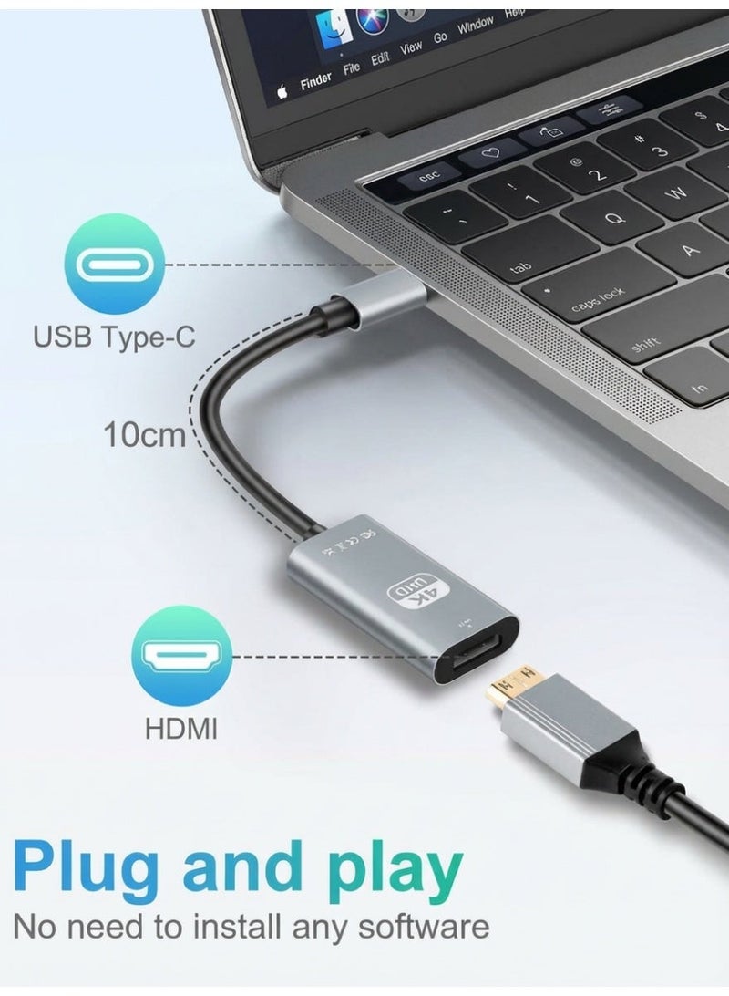 USB C to HDMI Adapter 4K@60Hz, Type C to HDMI Converter, Thunderbolt 3/4 Compatible, Plug & Play Video Adapter for Laptop, iPhone 15, iPad, MacBook, Samsung, Monitor, Projector, TV - Image 2